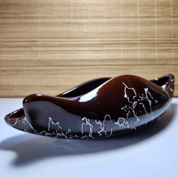 Vintage Vase Planter Beauceware Canada TV Top Ceramic Variegated Brown MCM - Picture 6 of 9